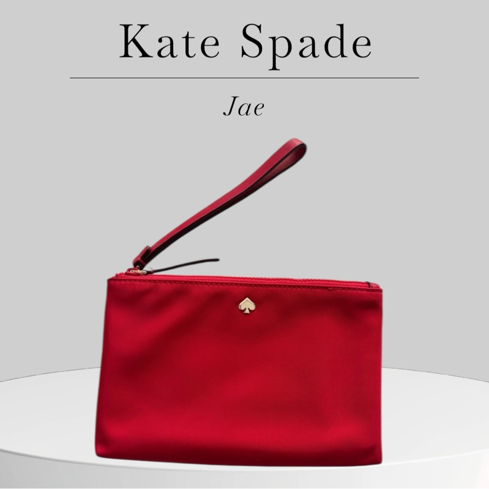 Kate Spade Jae nylon medium double zip wristlet, red